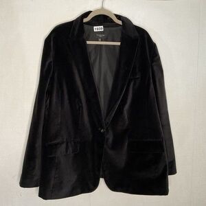 NWOT Talbots Black One Button Closure Lined Velvet Blazer Women Plus Size 24W